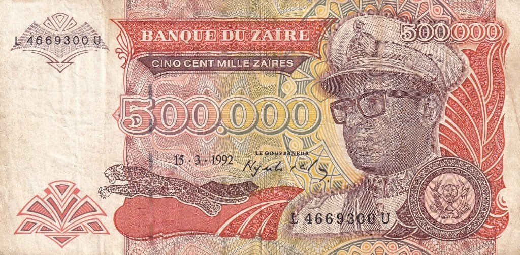 Zaire 500.000 zaires 15-3-1992, Postzegels en Munten, Verzenden, Overige landen, Los biljet