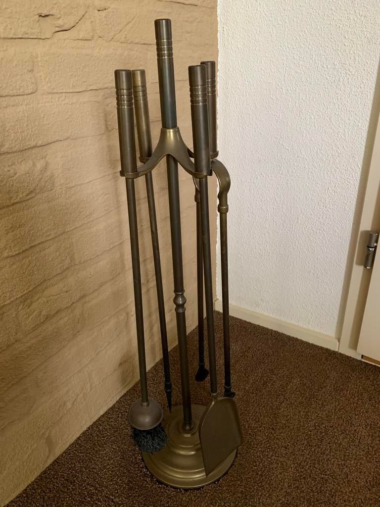 Koperen Openhaard Gereedschapsset - 65 cm Hoog, Ophalen, Zo goed als nieuw, Vrijstaande haard, Houthaard