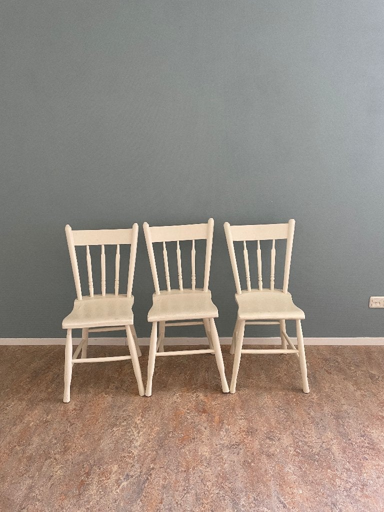 Eikenhouten stoelen, Ophalen, Drie, Wit, Zo goed als nieuw