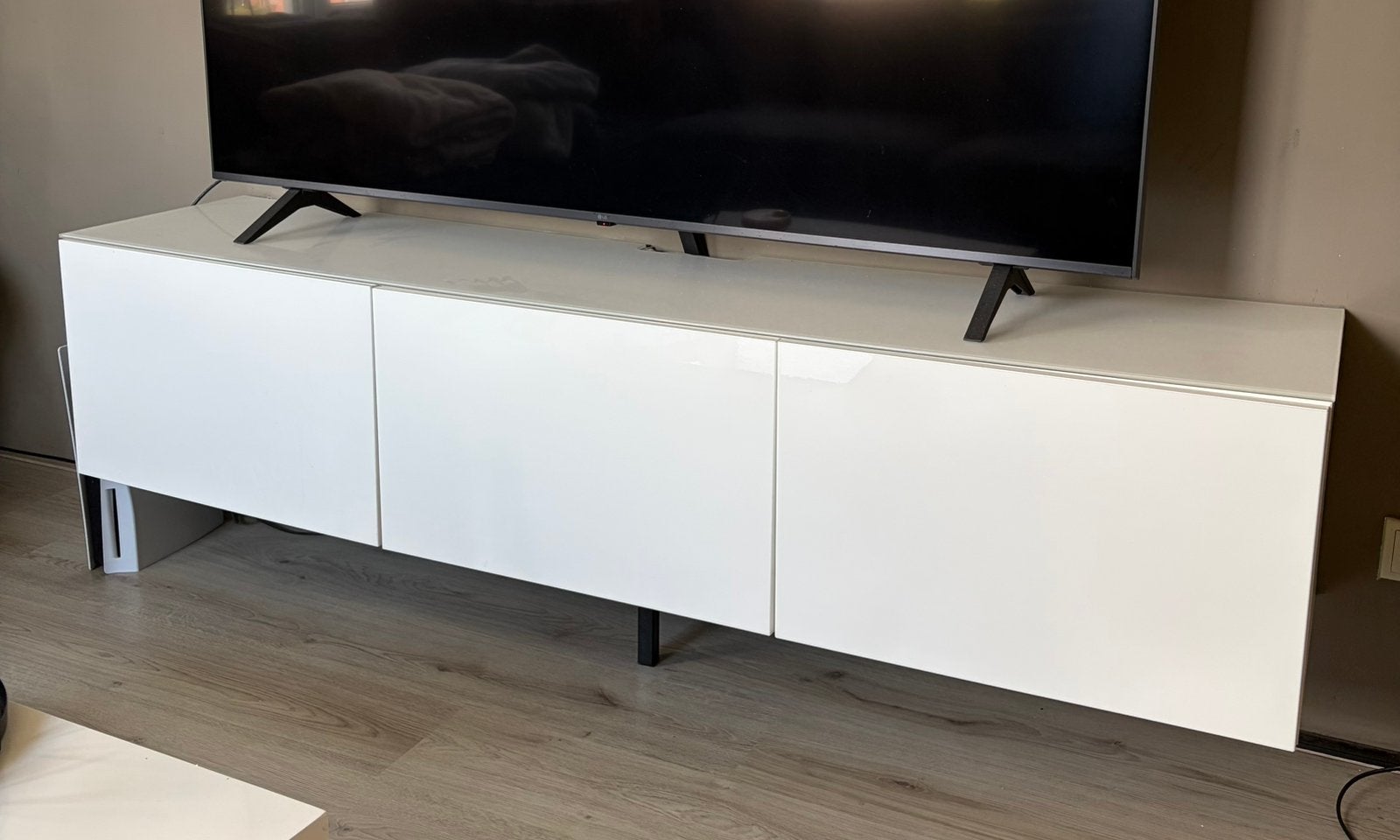 Tv meubel zwevend wit glans met glasplaat, Ophalen, Zo goed als nieuw, 25 tot 50 cm, Minder dan 100 cm