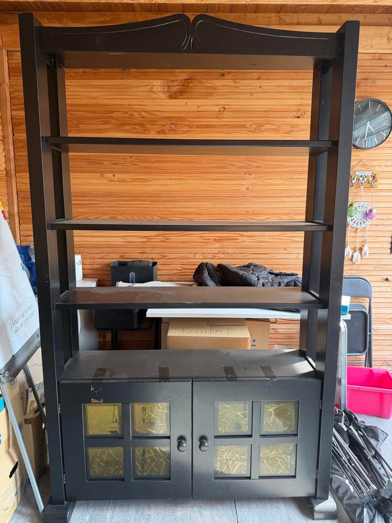 Grote houten kast / buffetkast zwart, Ophalen, Gebruikt, 100 tot 150 cm, 200 cm of meer