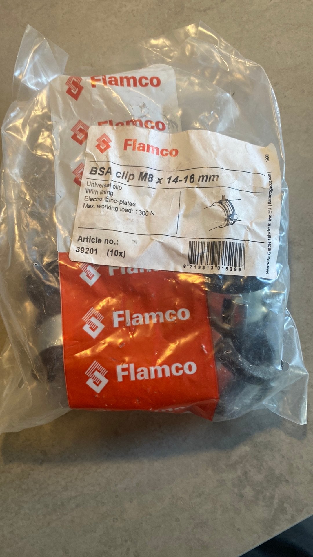10 zakken Flamco clips  M8, Doe-het-zelf en Verbouw, IJzerwaren en Bevestigingsmiddelen, Ophalen of Verzenden, Nieuw
