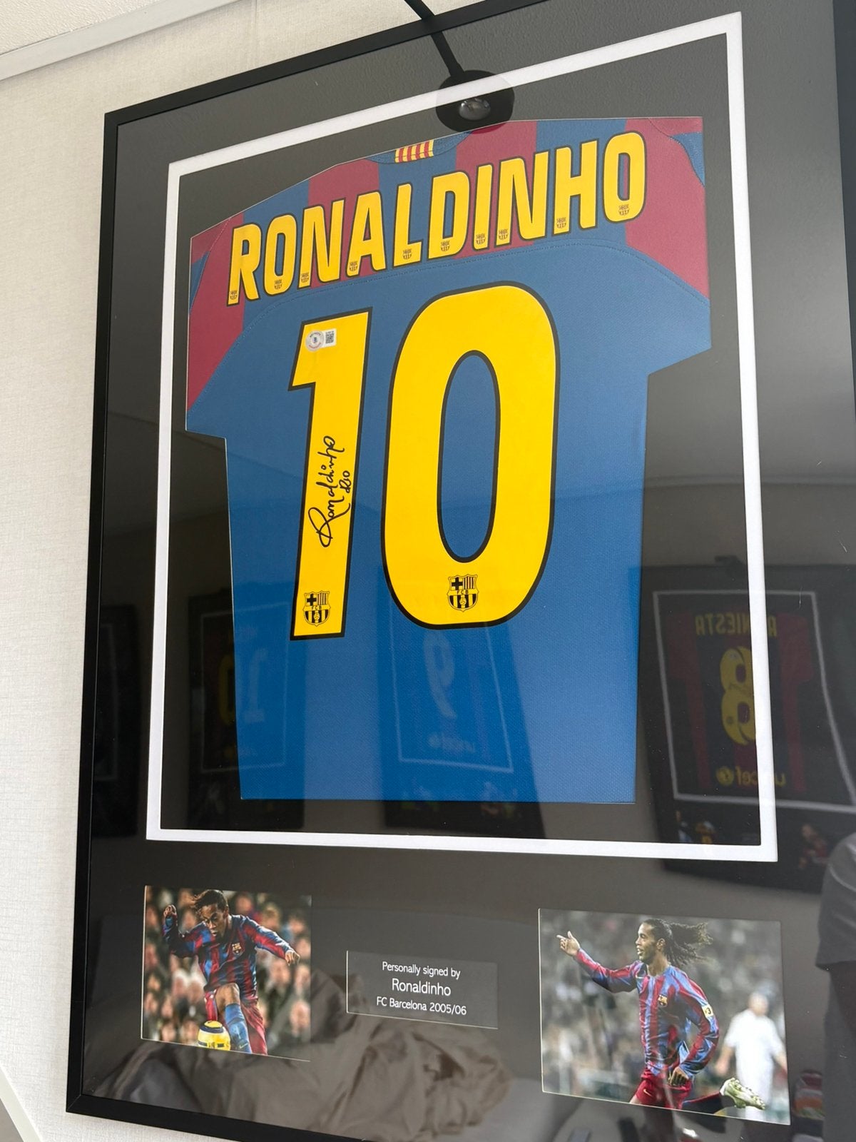 Ronaldinho FC Barcelona 2006 CL Gesigneerd Shirt Beckett, Ophalen of Verzenden, Zo goed als nieuw, Buitenlandse clubs, Shirt