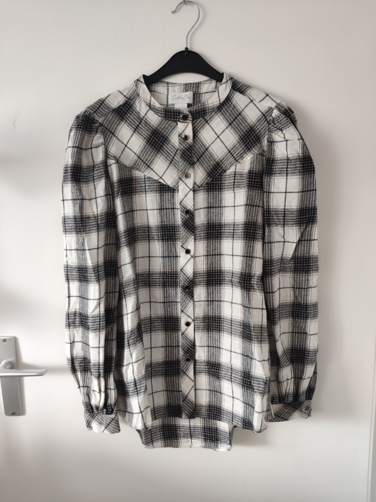 Cotton Club blouse overhemd geblokt zwart wit goud xs 34 nie, Wit, Nieuw, Ophalen of Verzenden, Maat 34 (XS) of kleiner