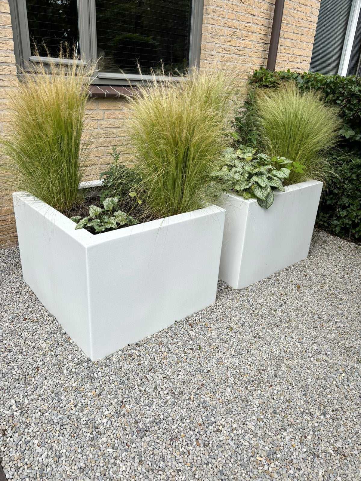 2 stuks Witte polyester plantenbakken, Ophalen, Kunststof, Zo goed als nieuw, 60 cm of meer