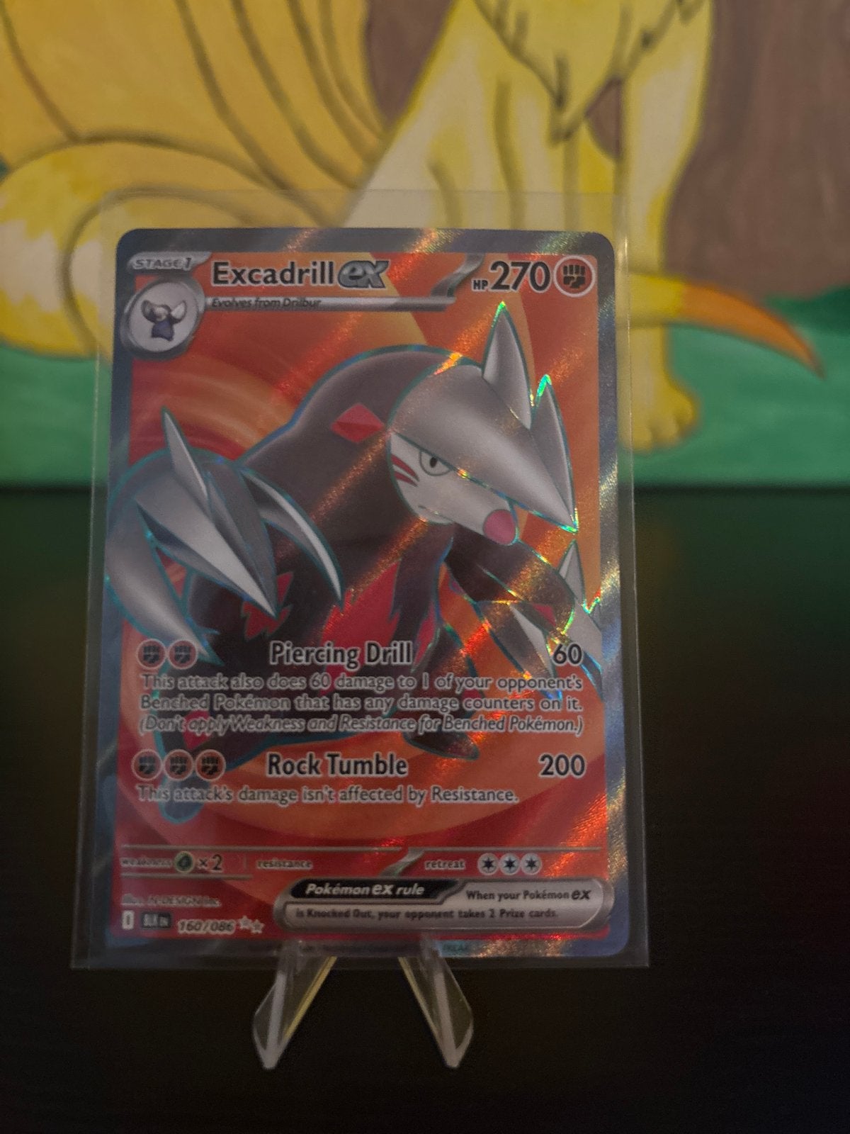 Black Bolt - Excadrill EX Pokémon Kaart - Full Art, Ophalen of Verzenden, Zo goed als nieuw, Losse kaart, Foil