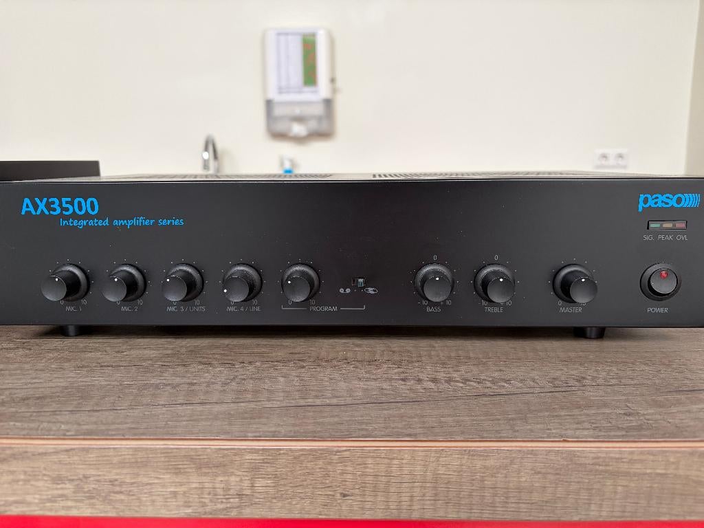 PASO AX3506 professionele 100V mixer/versterker – 60W, Ophalen of Verzenden, Zo goed als nieuw, Audio