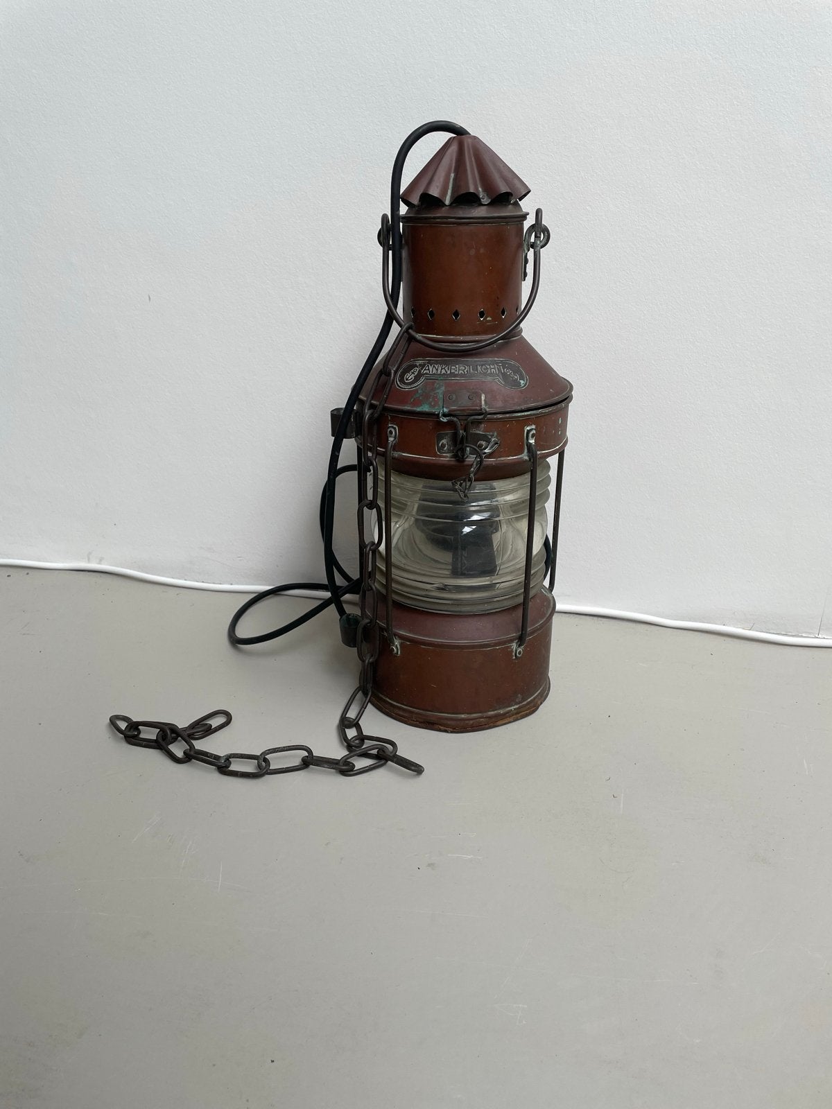 Vintage Ankerlicht scheepslamp - Koperen hanglamp, Antiek en Kunst, Antiek | Lampen, Ophalen of Verzenden