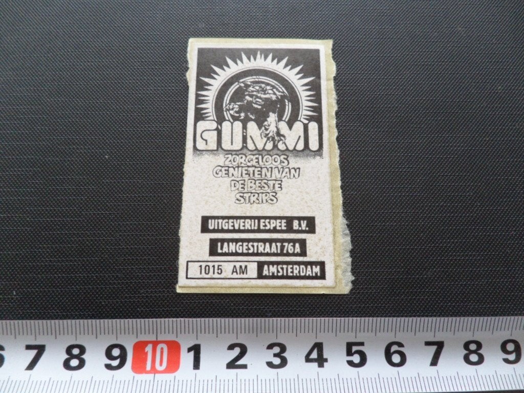 sticker GUMMI zorgeloos genieten strips ESPEE amsterdam, Ophalen of Verzenden, Zo goed als nieuw
