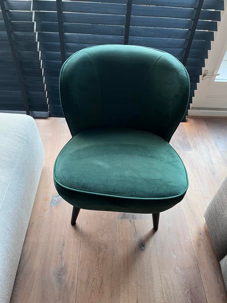 Sara Woood Fauteuil / stoel velvet groen - Zo goed als nieuw, Ophalen, Overige kleuren, Zo goed als nieuw, Eén