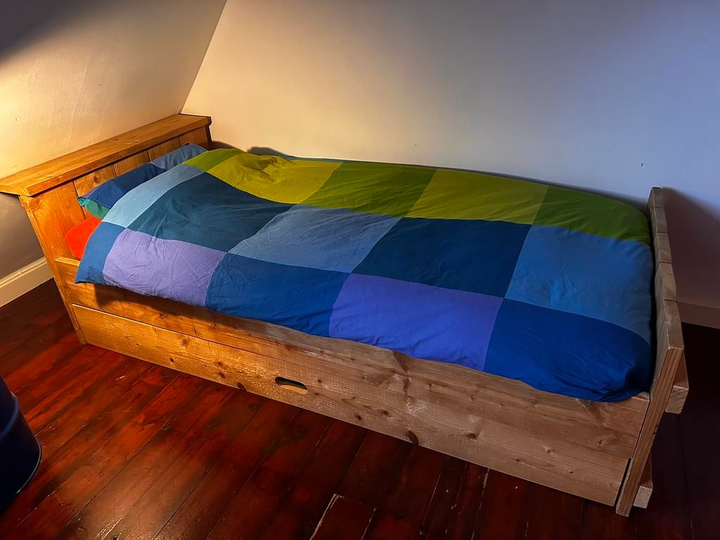 Stijgerhouten bed, incl. lattenbodem! 1 persoons, 85 tot 100 cm, Gebruikt, Ophalen of Verzenden, Lattenbodem