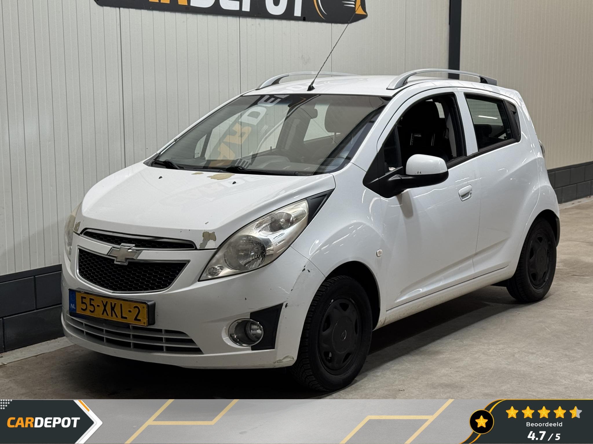 Chevrolet Spark 1.0 16V LS Bi-Fuel 4 deurs Airco, Auto's, Euro 5, Stof, 4 cilinders, Wit