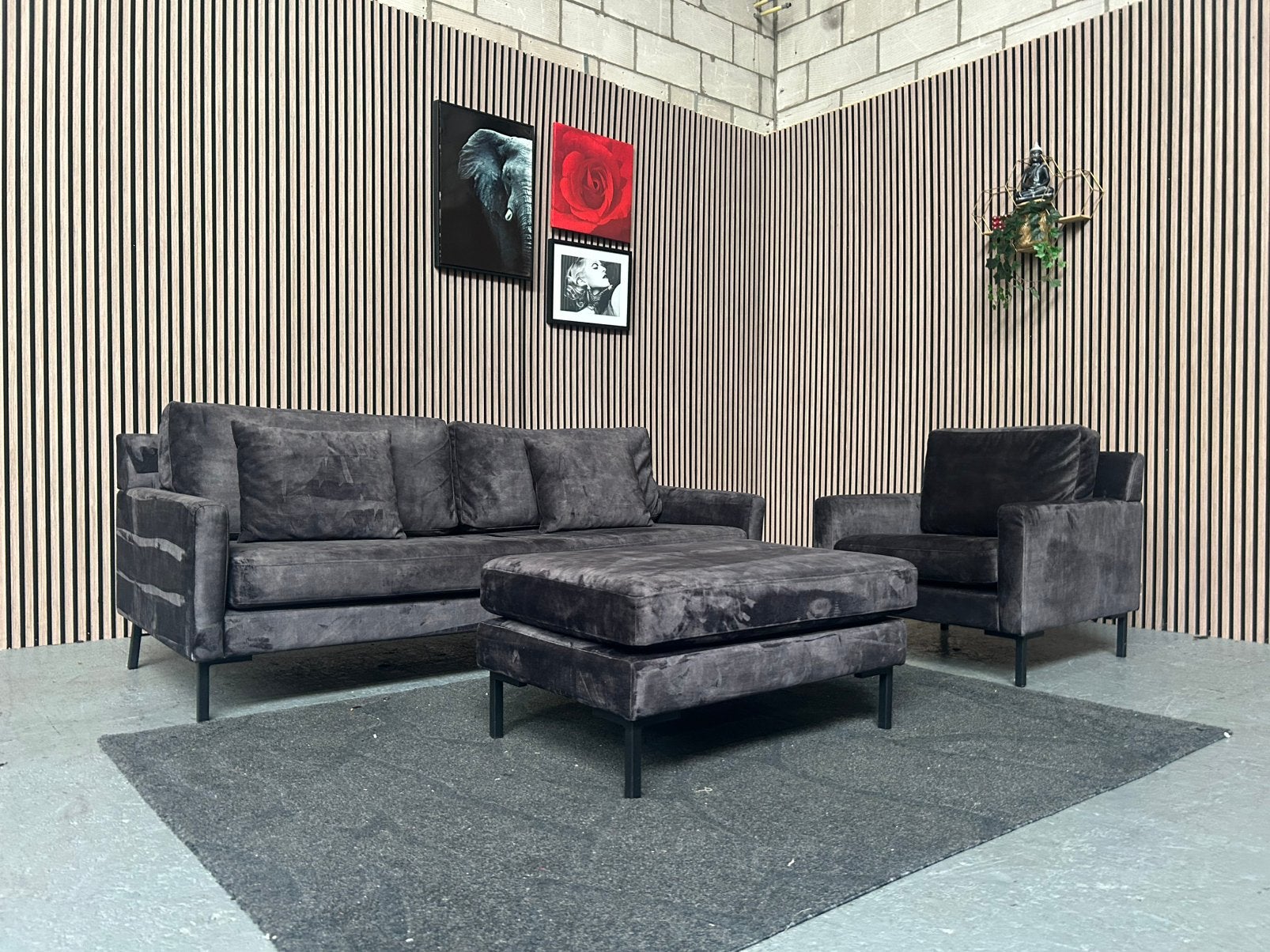 GRATIS LEVERING Dutchbone Houda Set Banken Velvet GEREINIGD, 150 tot 200 cm, Zo goed als nieuw, Rechte bank, Vierpersoons of meer