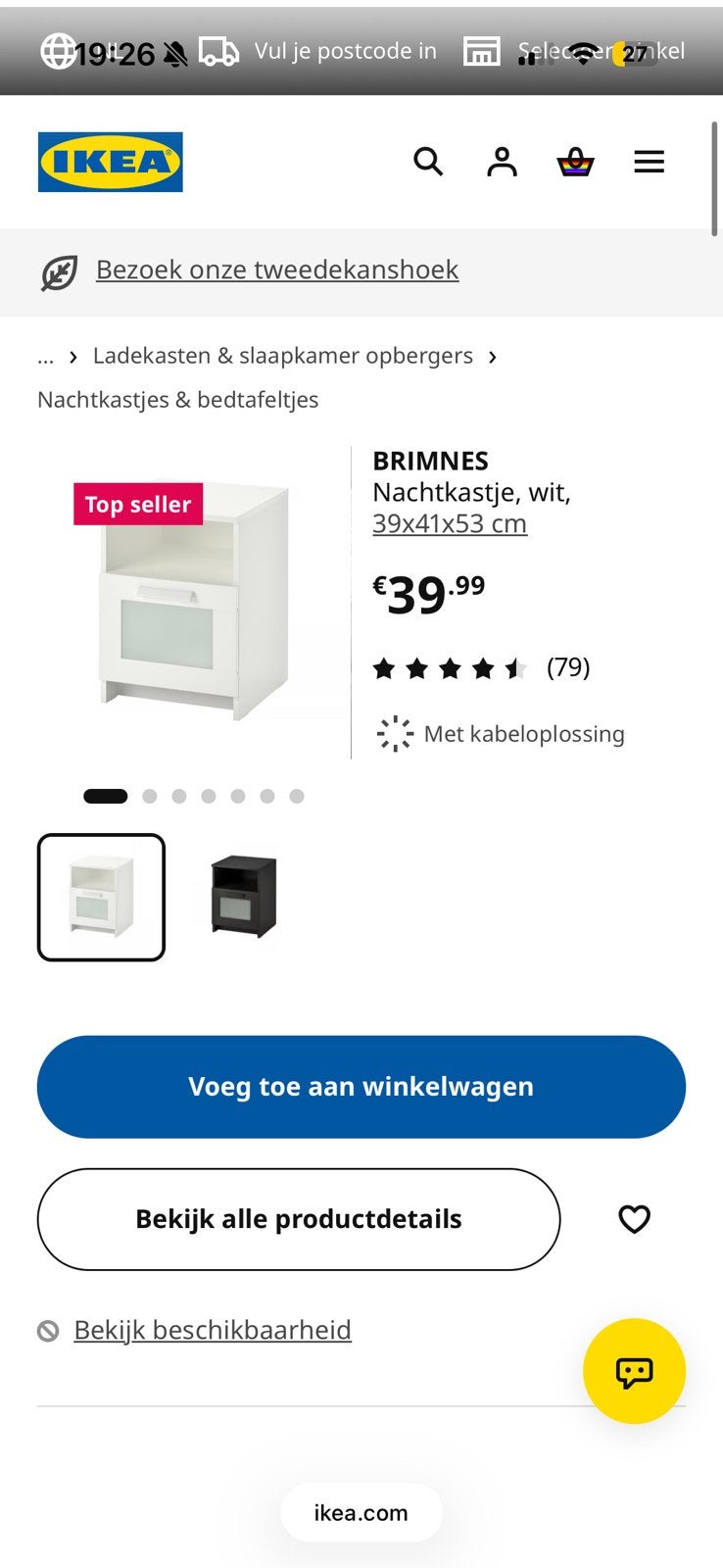 Foto 8 van Ikea Brimnes wit nachtkastje