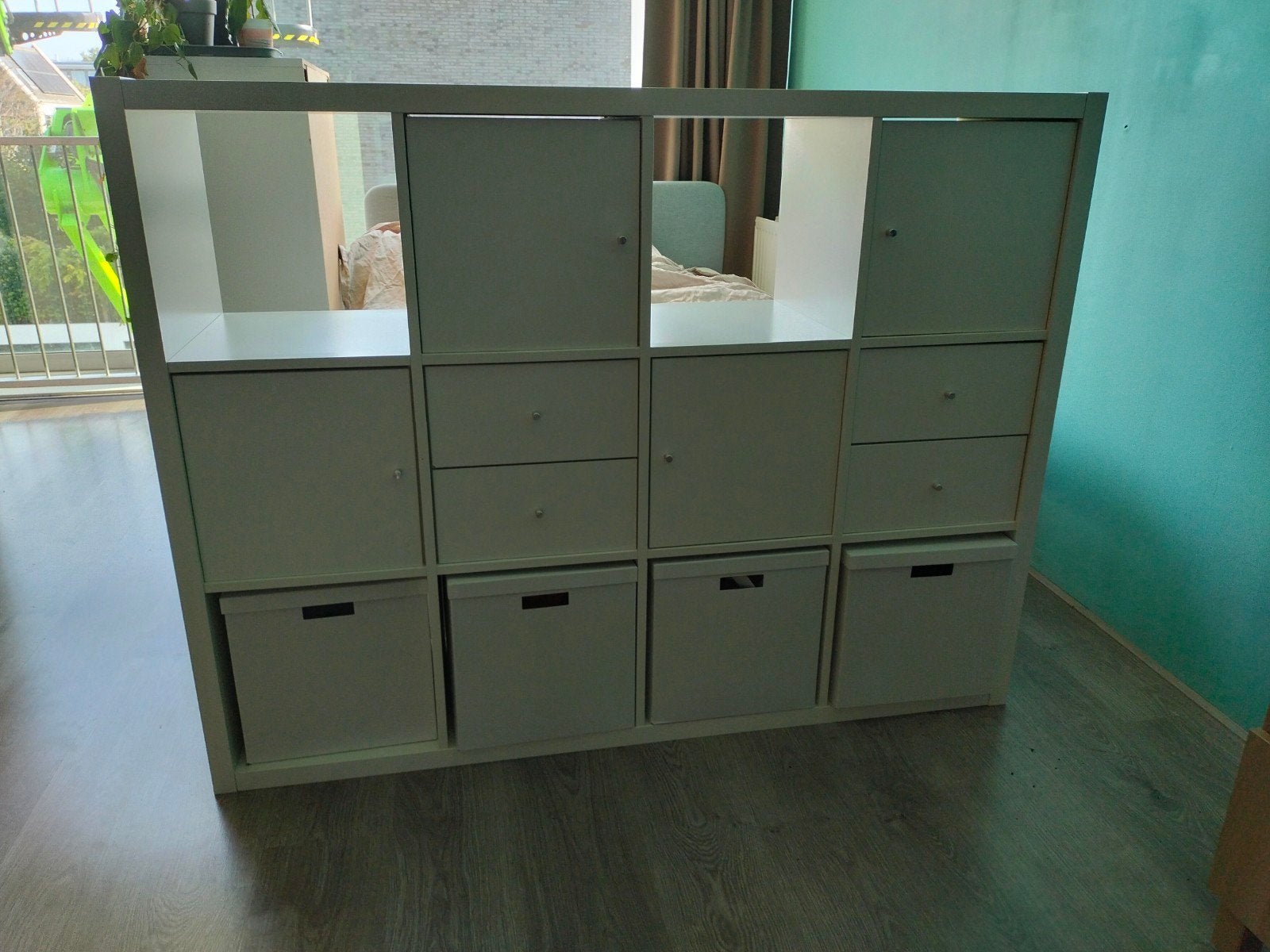 IKEA Kallax Kast met Lades en Deuren - Wit, Ophalen, Gebruikt, 100 tot 150 cm, 100 tot 150 cm