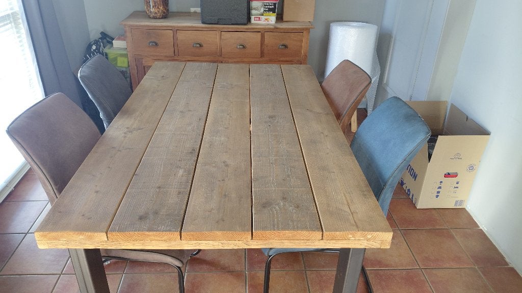 Eetkamertafel met stoelen, Ophalen, Gebruikt, 100 tot 150 cm, 150 tot 200 cm
