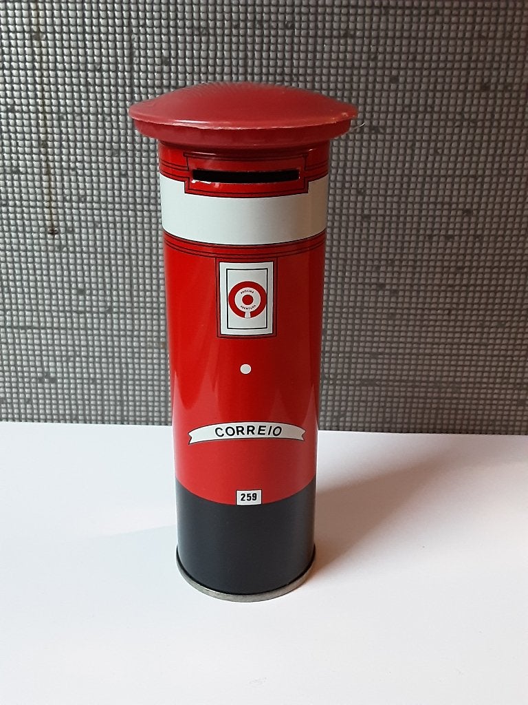 vintage engelse post box spaarpot correiro, Verzenden, Metaal of Blik, Overige thema's
