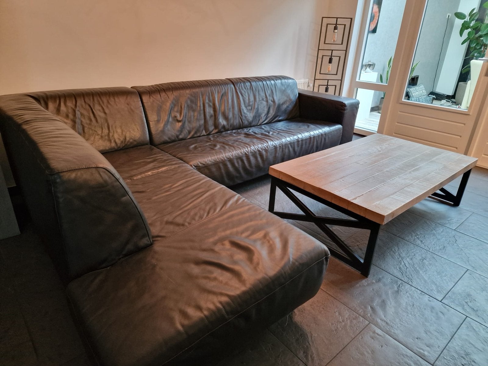 Leren hoekbank 300x205 cm - Comfortabel en stijlvol, Ophalen, Gebruikt, Hoekbank, 300 cm of meer