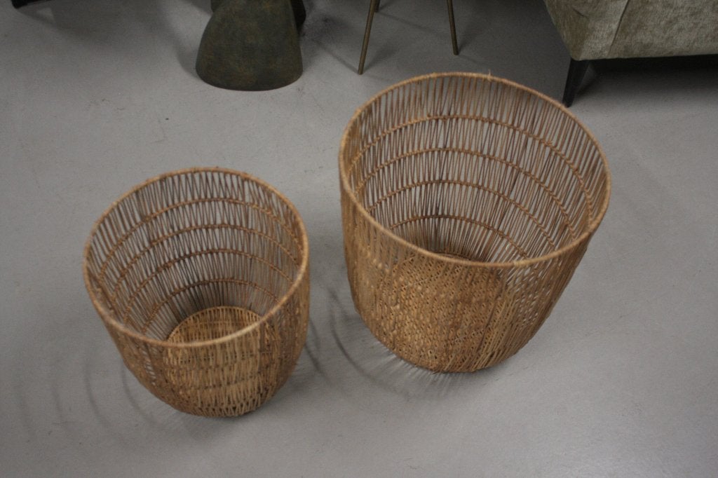Set van 2 ronde rotan manden opbergmand Light & Living riet, Gebruikt, Mand, Rond, Ophalen of Verzenden