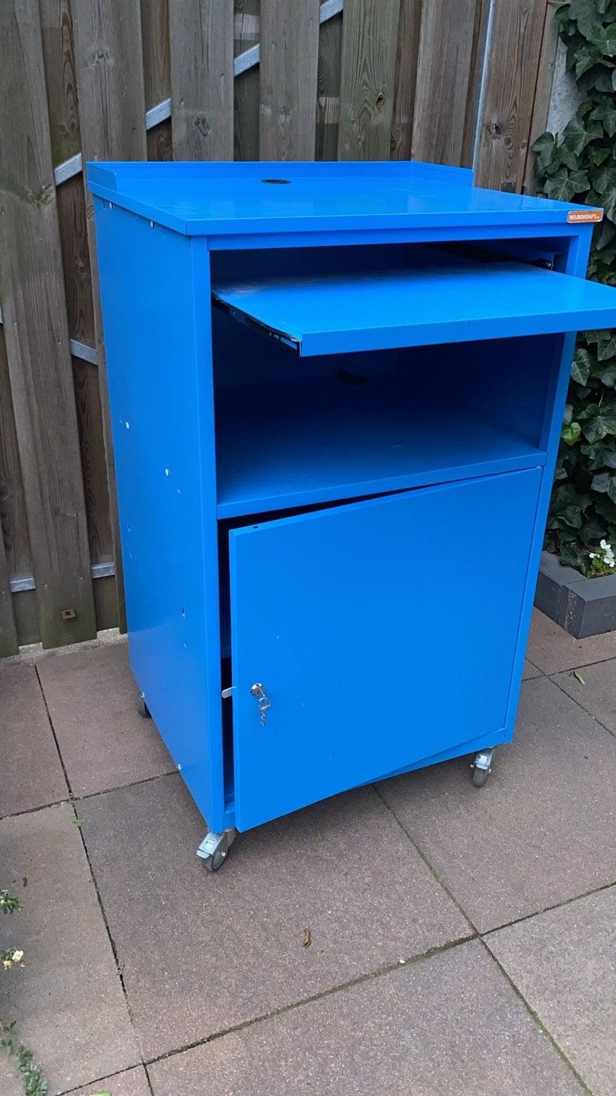 Eurokraft verrijdbare computerkast - Blauw, Ophalen of Verzenden, Gebruikt