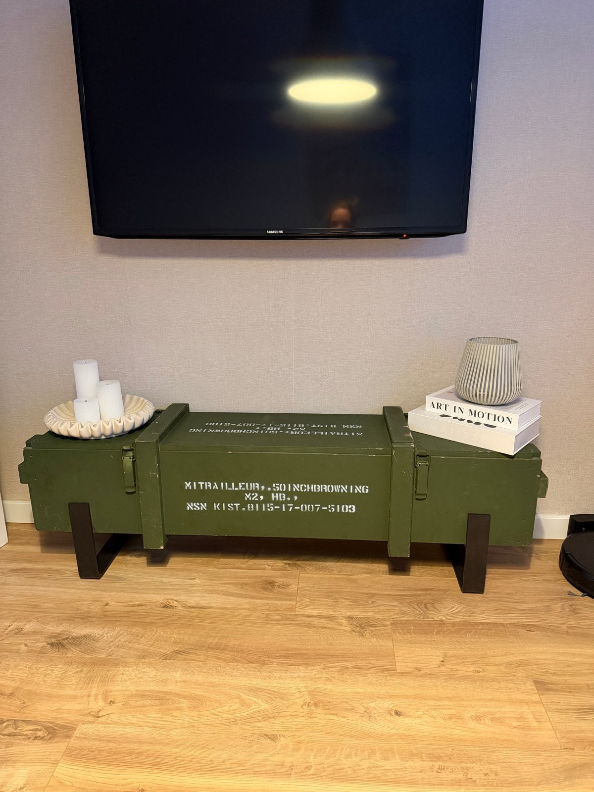 Unieke militaire kist tv-meubel/opbergkist, Huis en Inrichting, Ophalen, Gebruikt