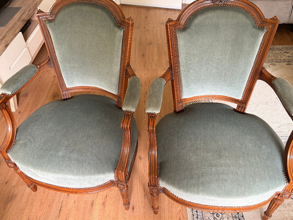 Paar antieke stoelen Louis XVI-stijl, eind 19e eeuw, Ophalen