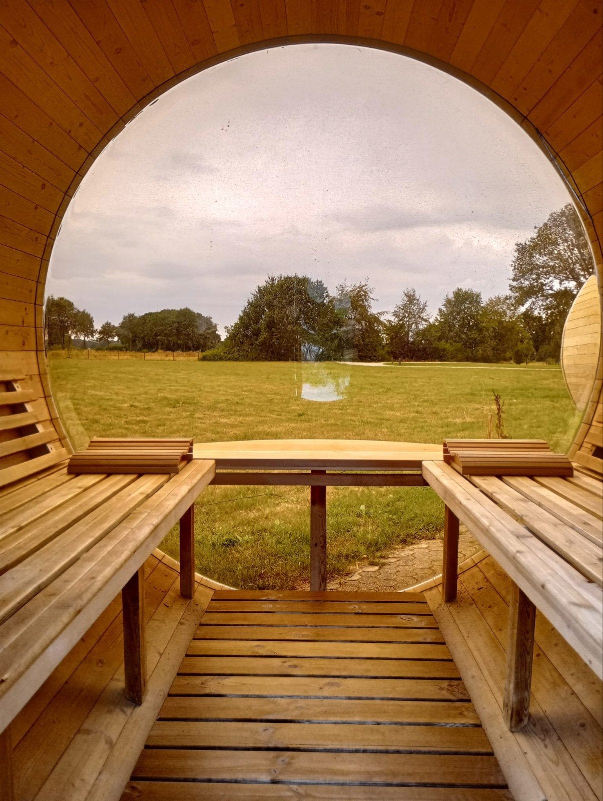 Red cedar panorama (bubbel) barrel sauna, diverse modellen, Ophalen, Fins of Traditioneel, Wellnessandgarden, Nieuw