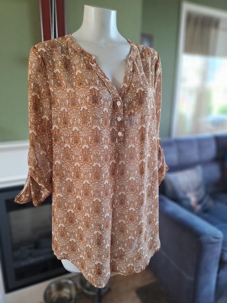 Lola Liza bruine beige blouse top mt 42, Bruin, Maat 42/44 (L), Ophalen of Verzenden, Zo goed als nieuw