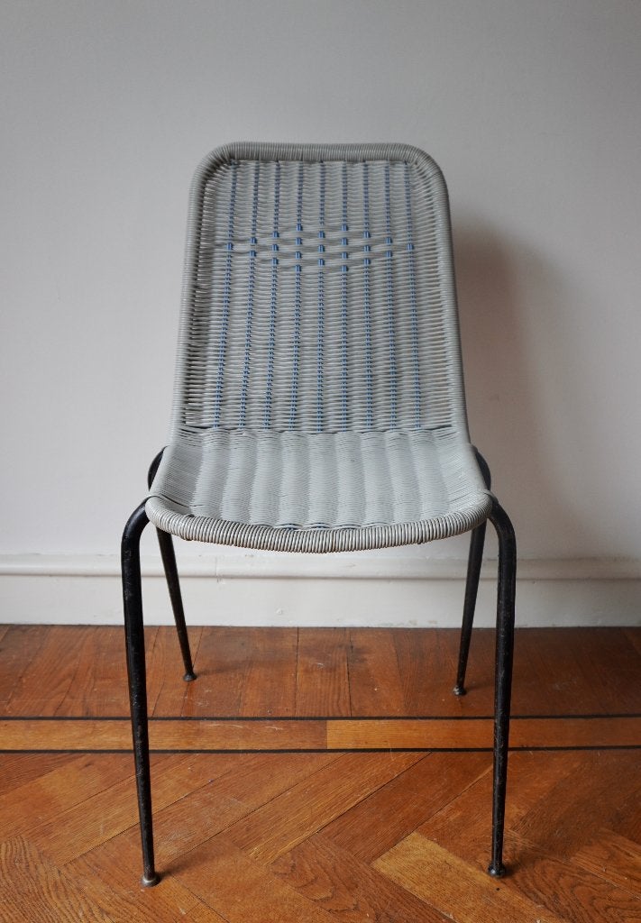 Vintage basket spaghetti stoel metaal Italiaans grijs, Ophalen, Gebruikt, Metaal, Eén
