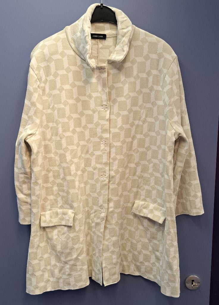 AnneClaire mooi vest wit/zand print drukknopen 48-50 48312, ., Wit, Maat 46/48 (XL) of groter, Ophalen of Verzenden