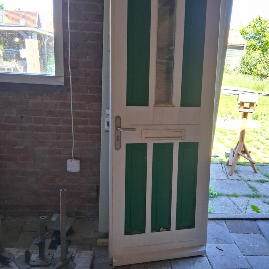 Merbau voordeur 78x201,5 cm met cilinder en kruk, Doe-het-zelf en Verbouw, Deuren en Horren, Ophalen, Gebruikt, 80 tot 100 cm