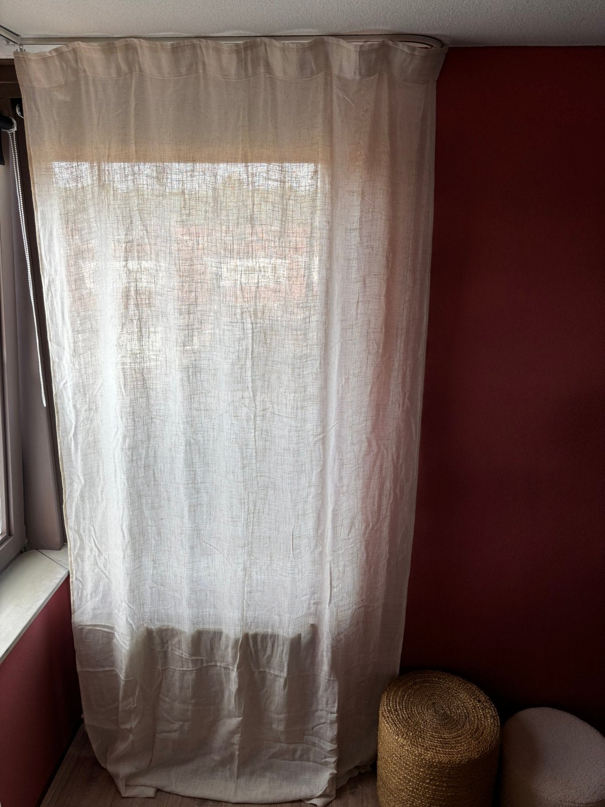 Kant en klaar gordijn beige 4 stuks, Gebruikt, Kwantum, Ophalen of Verzenden, 260 cm
