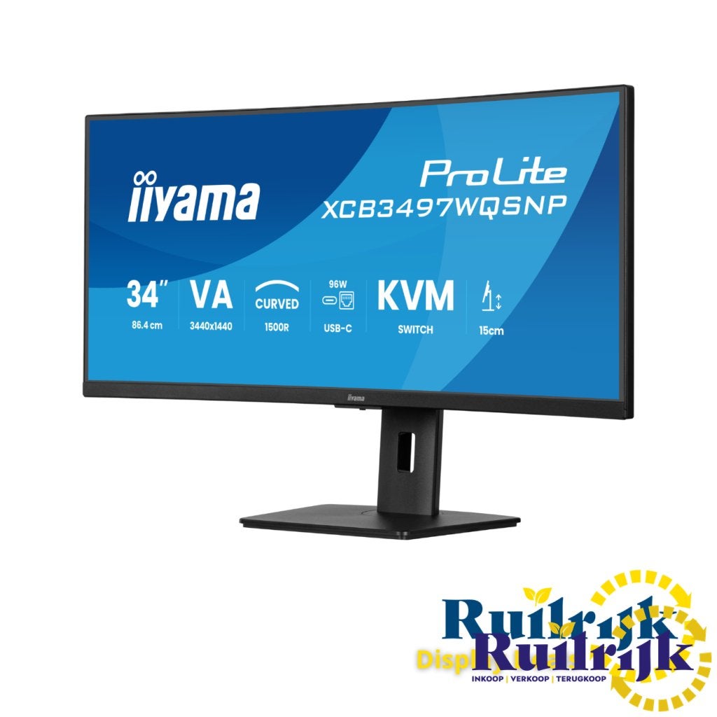 Iiyama XCB3497WQSNP USB C 96W 34 inch Curved QHD VA Monitor, Computers en Software, Monitoren, Iiyama, Zo goed als nieuw, Support@iiyama.com