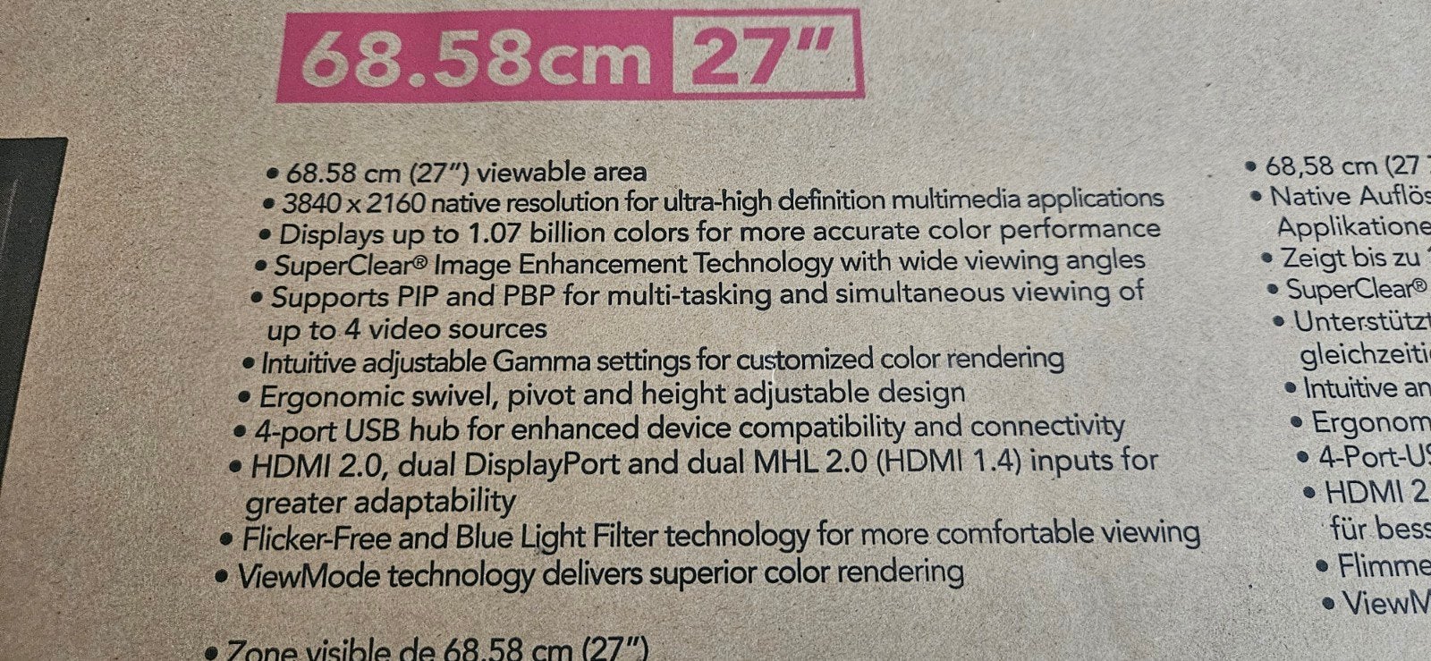 Foto 7 van ViewSonic VP2780-4K 27" professionele in de originele doosmo