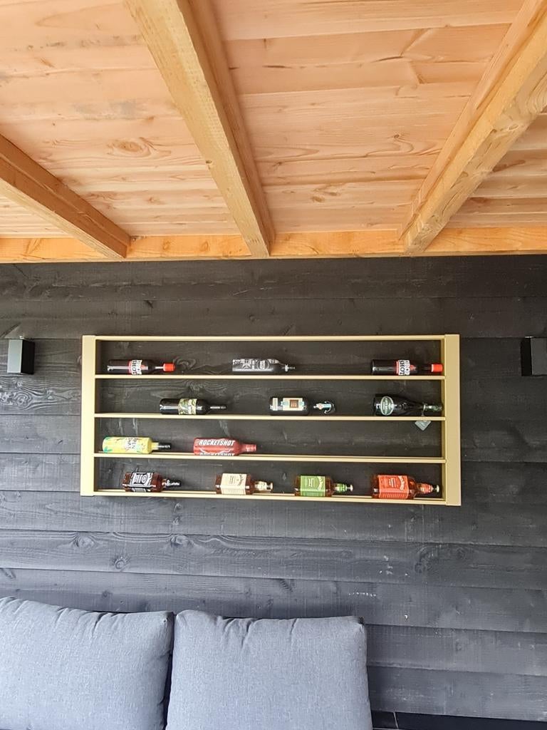 Goud gepoedercoat stalen wijnrek 160x60 cm, Huis en Inrichting, Woonaccessoires | Wijnrekken, Ophalen, 15 tot 25 flessen, Zo goed als nieuw