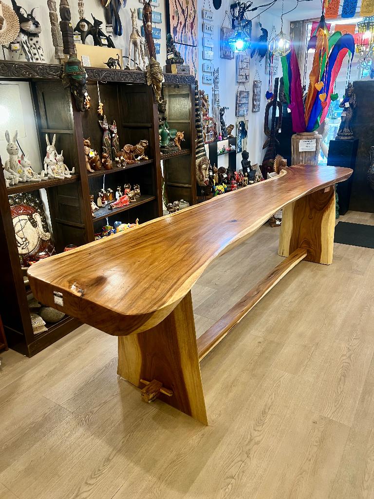 Suar Boomstamtafel 315cm lang, Ophalen, 50 tot 100 cm, Rechthoekig, Overige houtsoorten