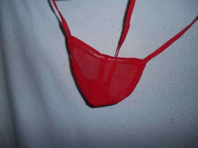 Rode doorzichtige string one size, Verzenden, Rood, CM, Slip