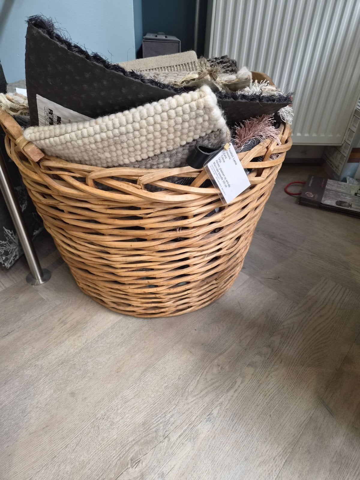 Grote  rieten mand, Gebruikt, 50 tot 100 cm, Zwart, Rustiek, Landelijk, Eclectisch