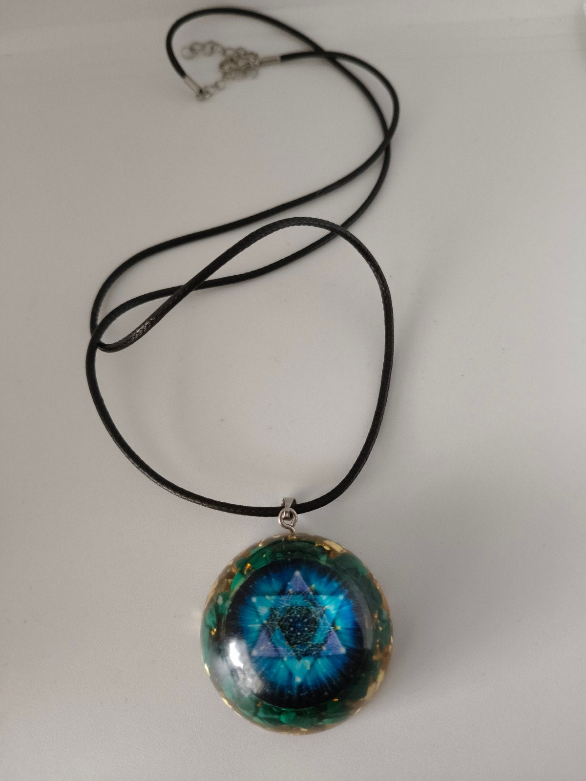Orgonite Hanger Malachiet Ster van David Blauw Groen, Verzenden, Nieuw, Groen, Steen of Mineraal
