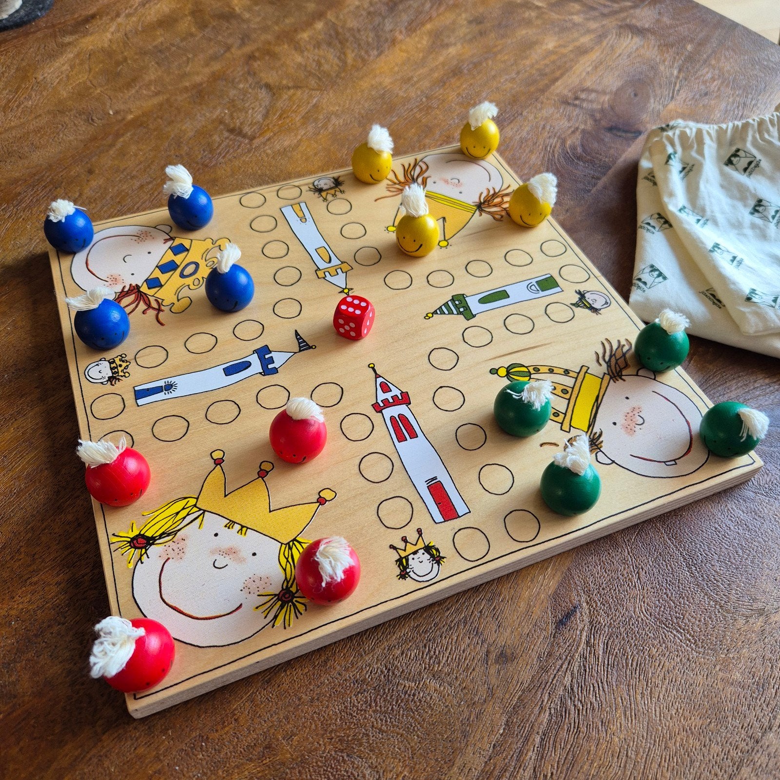 Janbibejan mens erger je niet bordspel hout kinderspel, Ophalen of Verzenden, Nieuw
