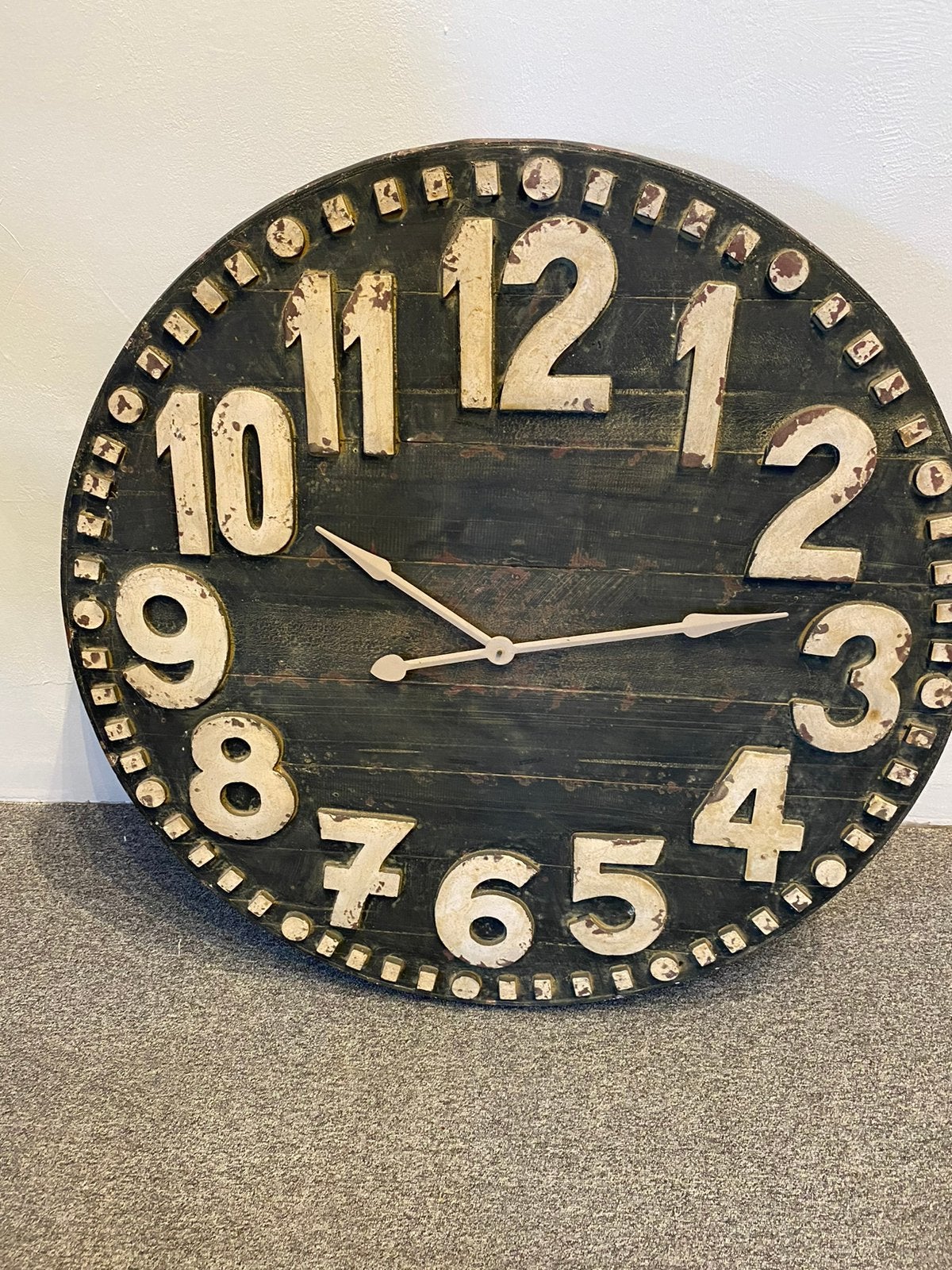Industriële wandklok kleur zwart, Ophalen, Stil uurwerk, Analoog, Industrieel