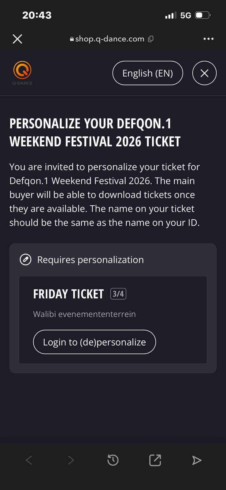 Defqon friday ticket 2026, Tickets en Kaartjes, Evenementen en Festivals, Eén persoon