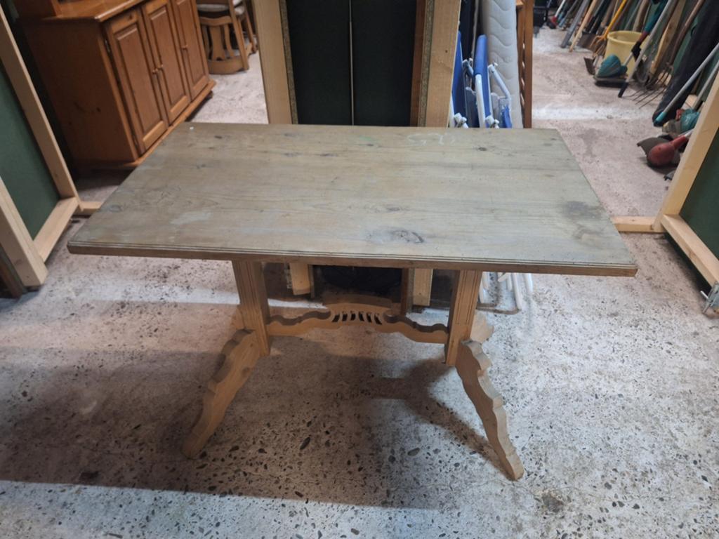 Brocante tafel bijzettafel massief grenen, Ophalen, Gebruikt, 75 cm of meer, 60 cm of meer