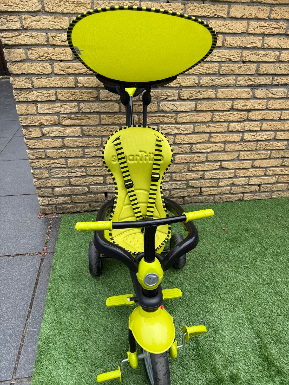 Smartrike driewieler groen met duwstang en zonnekap, Ophalen, Gebruikt, Velgrem, Duwstang