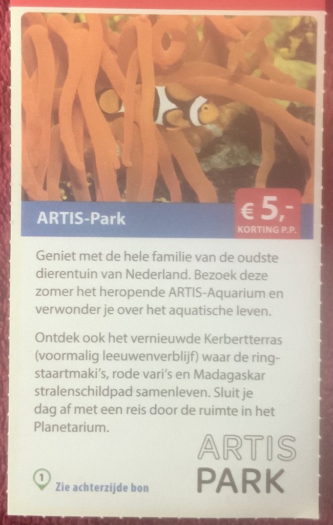 Artis-Park Dierentuin Voordeelbon, Drie personen of meer, Dierentuinbon