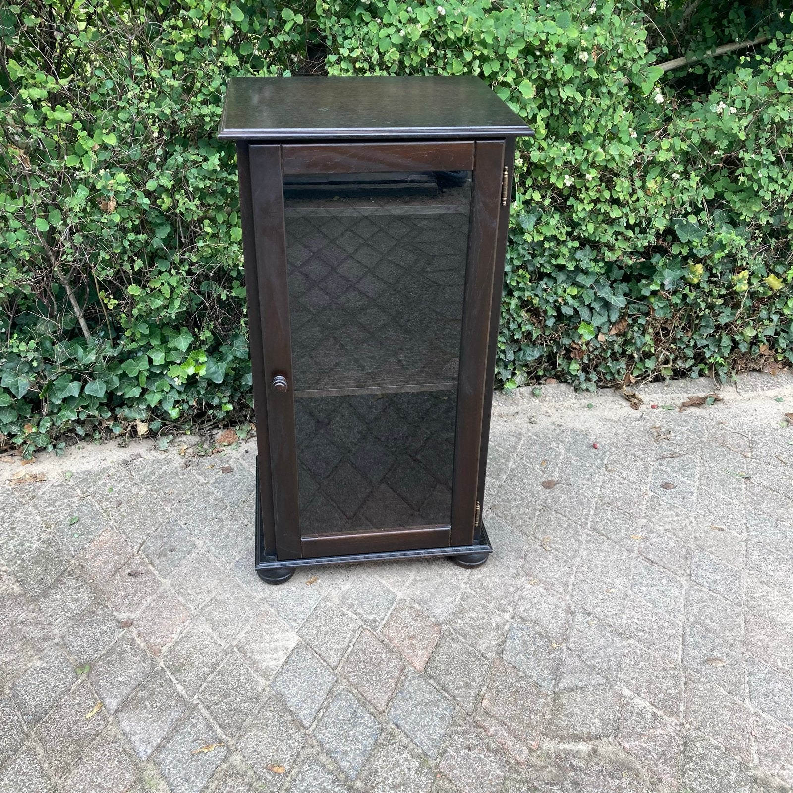 Vintage Eiken Platenkast met Vitrine en Planken, Ophalen