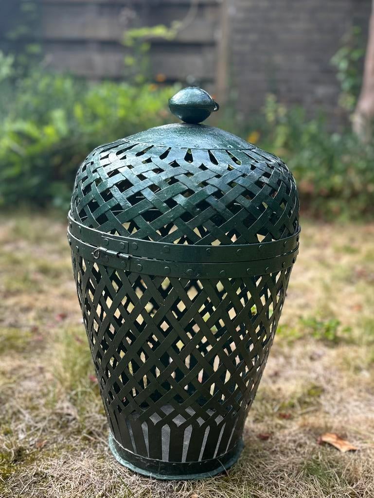 Groot metalen decoratie windlicht voor binnen of buiten, Ophalen, Gebruikt