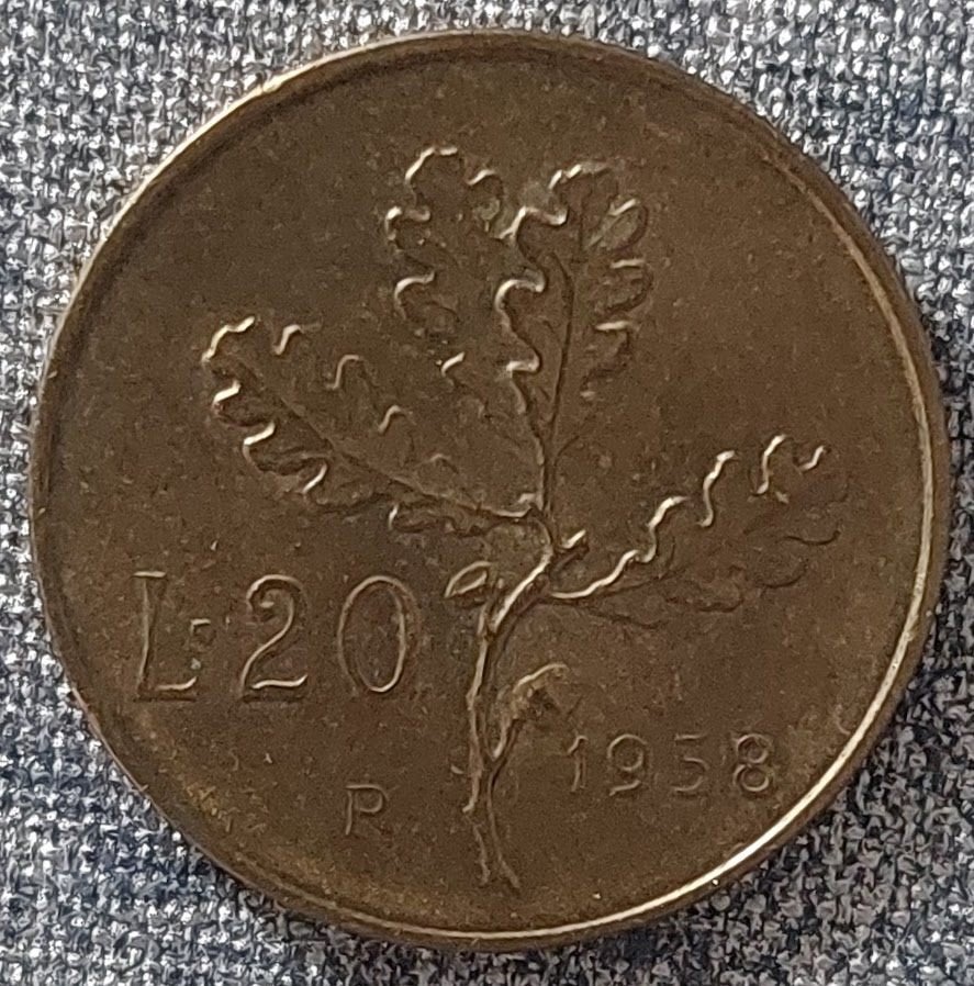 20 Lire, Italië 1958 [5767]  [PoMuNi], Ophalen of Verzenden, Italië, Losse munt
