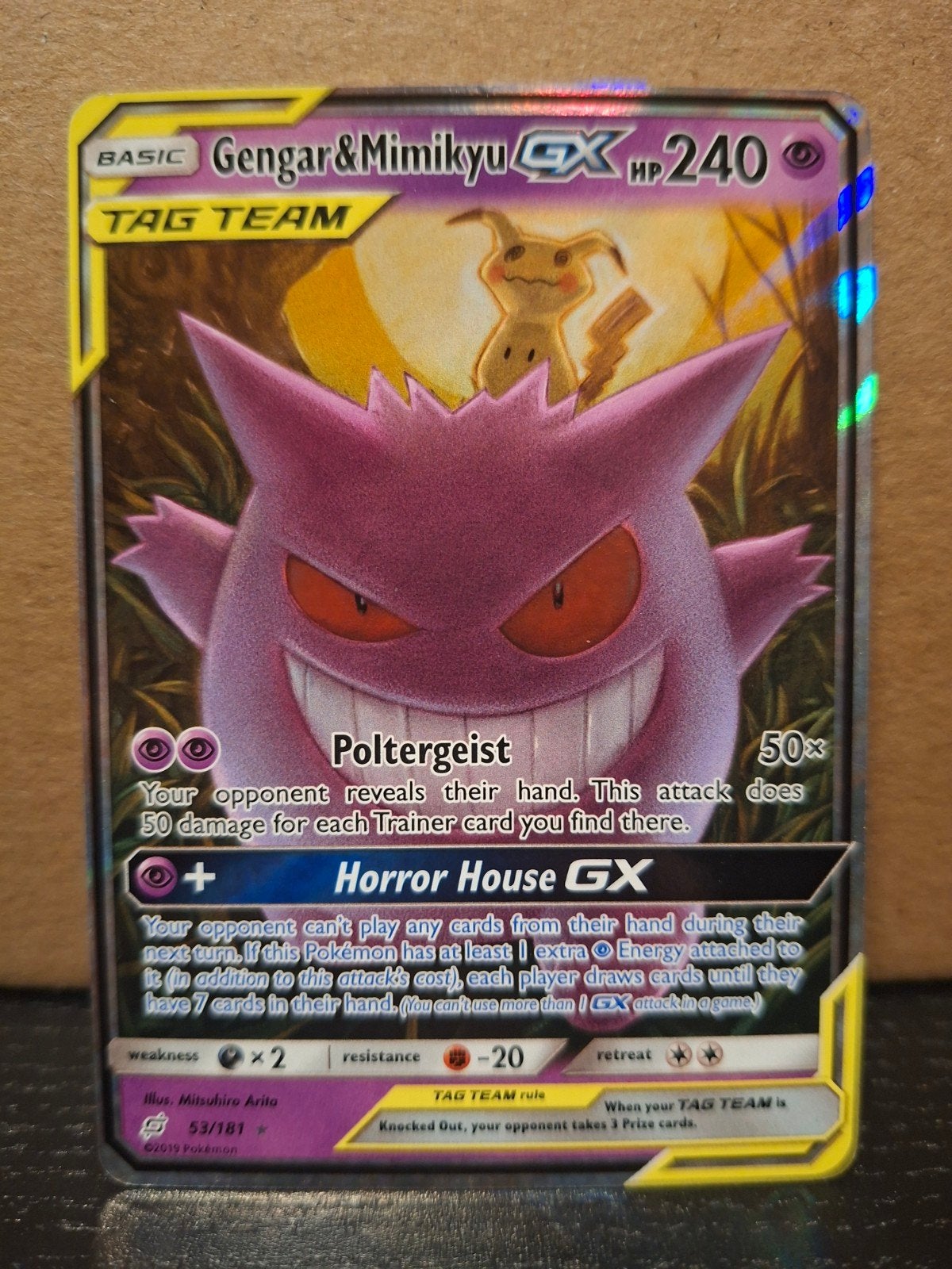 Gengar & Mimikyu GX Tag Team 53/181 EX Pokémon Kaart, Ophalen of Verzenden