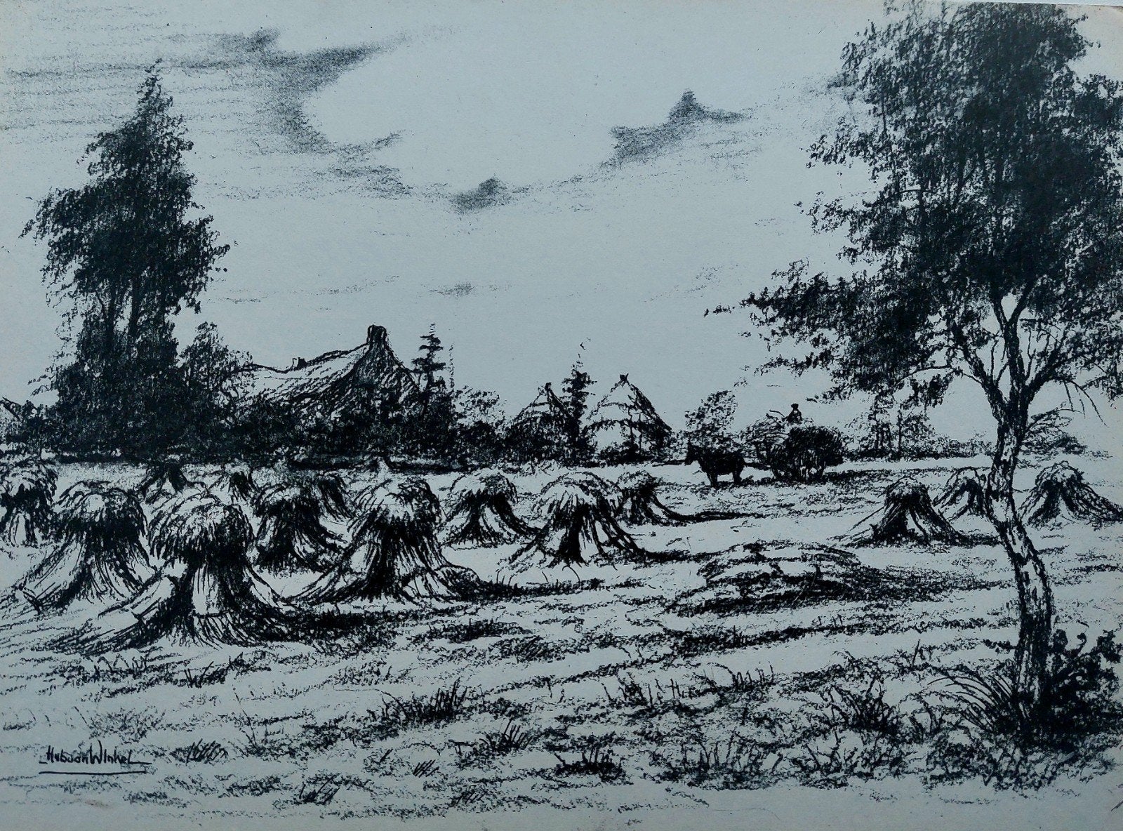 Originele tekening... Hub van Winkel ...Budel/ Cranendonck., Ophalen of Verzenden